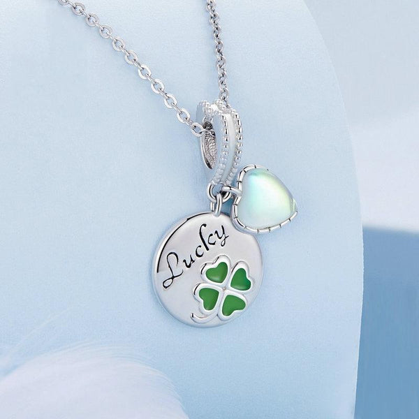 Lucky Four Leaf Clover Sterling Silver Bead Charm Bracelet Necklace