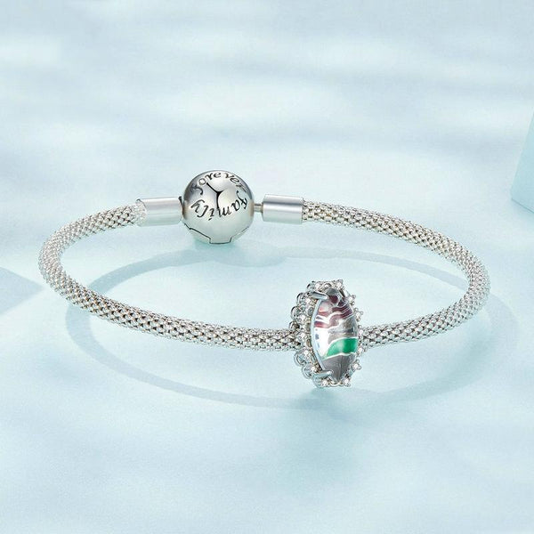 Love Yourself Rose Enamel Sterling Silver Bead Charm Bracelet Necklace Pendant