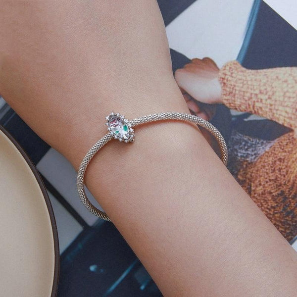Love Yourself Rose Enamel Sterling Silver Bead Charm Bracelet Necklace Pendant