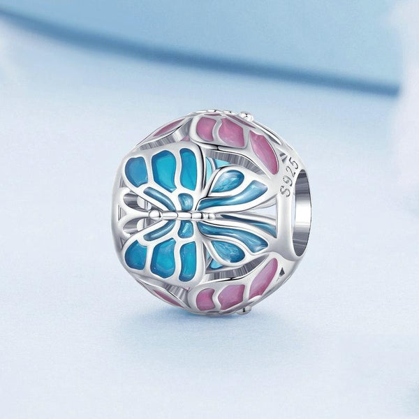 Butterfly Enamel Sterling Silver Spacer Bead Charm Bracelet Necklace Pendant