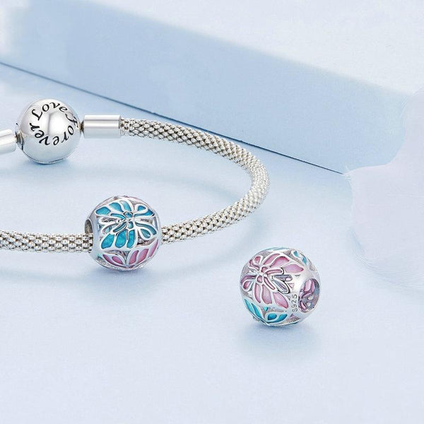 Butterfly Enamel Sterling Silver Spacer Bead Charm Bracelet Necklace Pendant