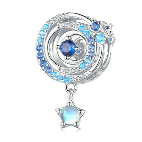 Galaxy Star Sterling Silver CZ Bead Charm Bracelet Necklace Pendant