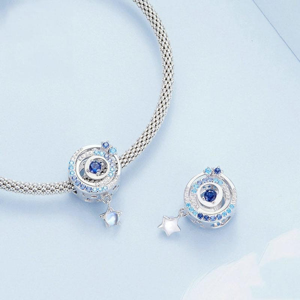 Galaxy Star Sterling Silver CZ Bead Charm Bracelet Necklace Pendant