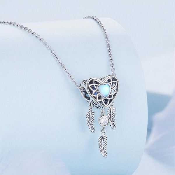 Dreamctahcer Heart Sterling Silver CZ Bead Charm Bracelet Necklace Pendant
