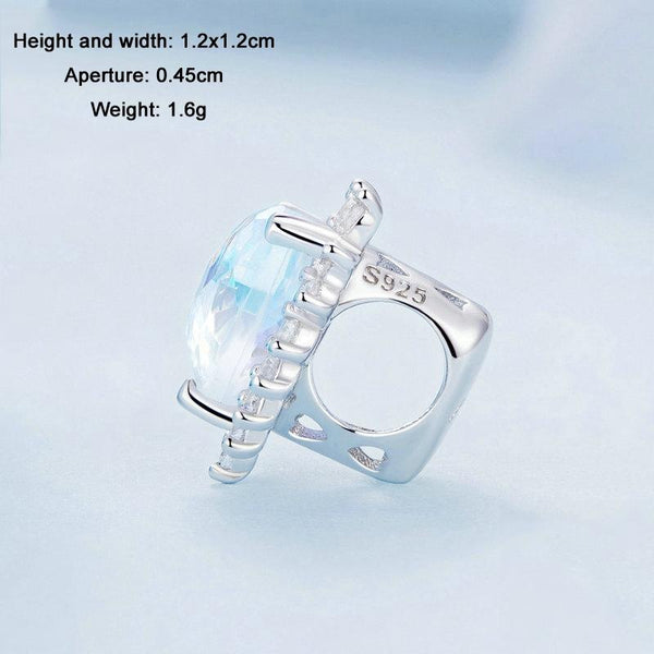 Be Yourself Heart Sterling Silver Zircon CZ Glass Bead Charm Bracelet Necklace