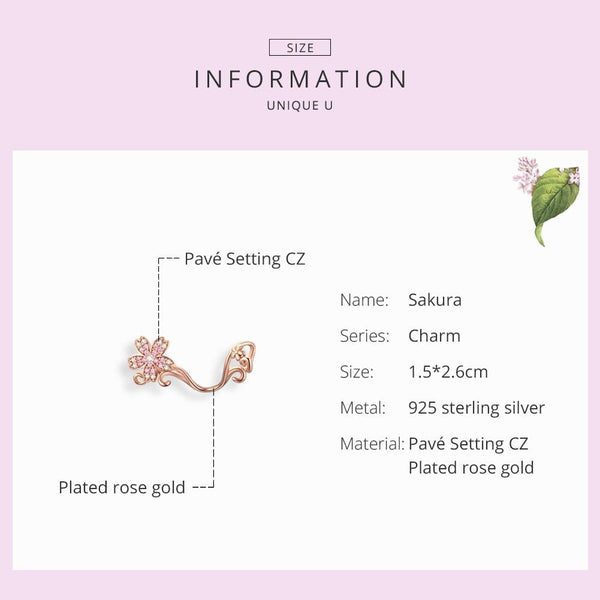 Pave Crystal Pink Flower Sterling Silver Bead Charm Bracelet Necklace Pendant