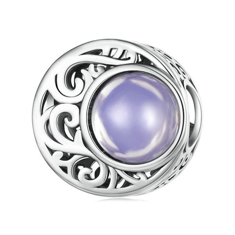 Moon Sterling Silver Purple Resin Opal Look Bead Charm Bracelet Necklace