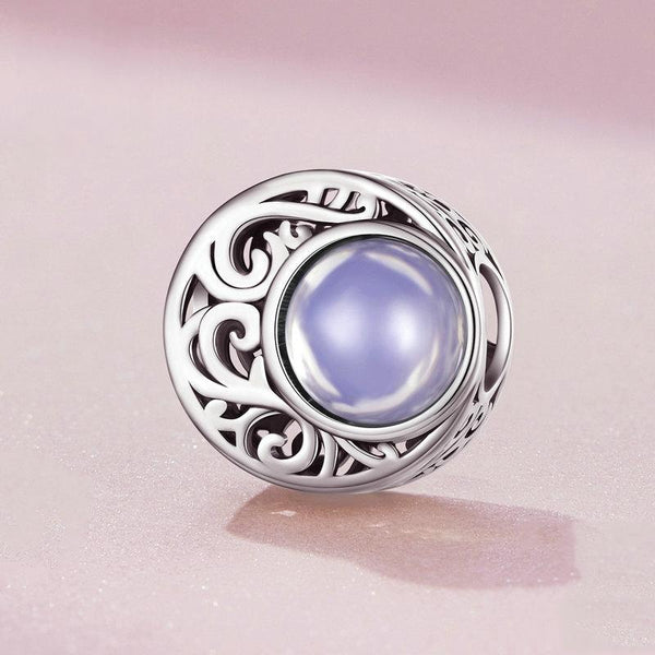 Moon Sterling Silver Purple Resin Opal Look Bead Charm Bracelet Necklace