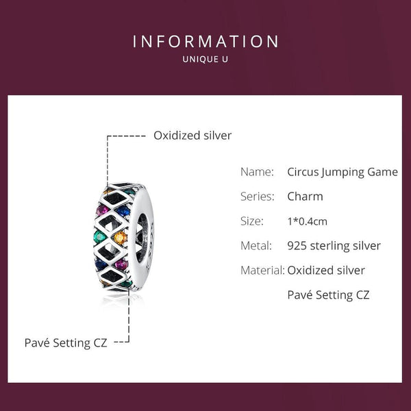 Diamond Rainbow Sterling Silver Zircon CZ Spacer Bead Charm Bracelet Necklace