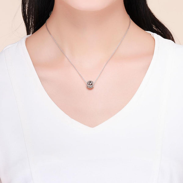 U Initial Letter Sterling Silver Zircon CZ Bead Charm Bracelet Necklace
