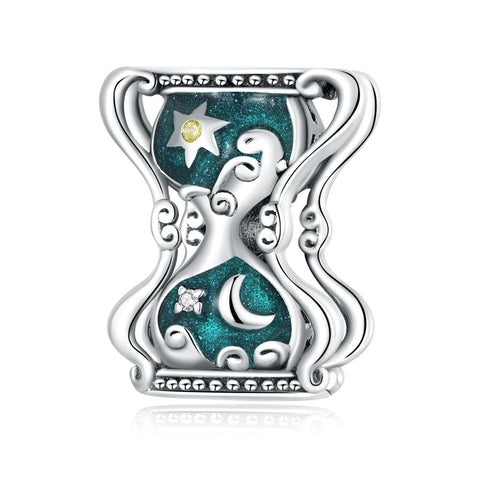 Sun Moon Hourglass Enamel Sterling Silver Zircon CZ Bead Charm Bracelet Necklace