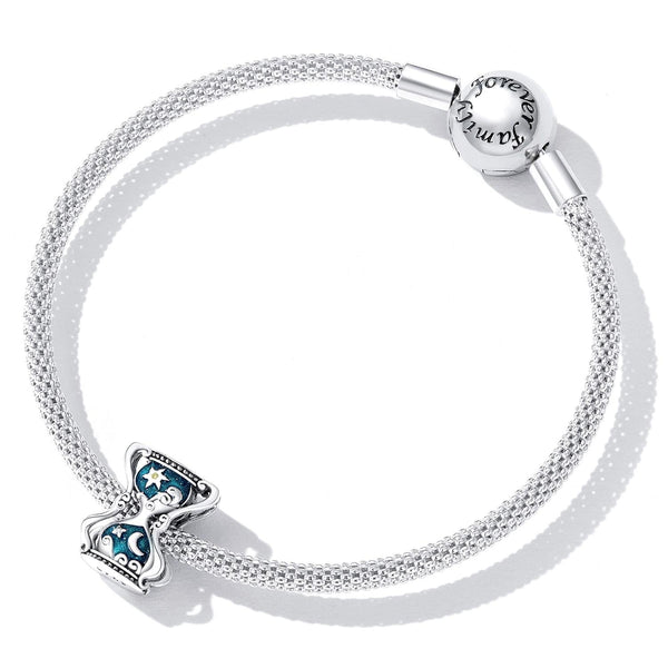 Sun Moon Hourglass Enamel Sterling Silver Zircon CZ Bead Charm Bracelet Necklace