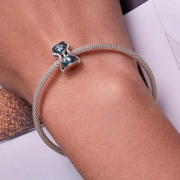 Sun Moon Hourglass Enamel Sterling Silver Zircon CZ Bead Charm Bracelet Necklace
