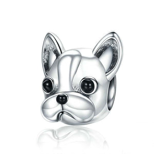 French Bulldog Enamel Sterling Silver Bead Charm Bracelet Necklace Pendant
