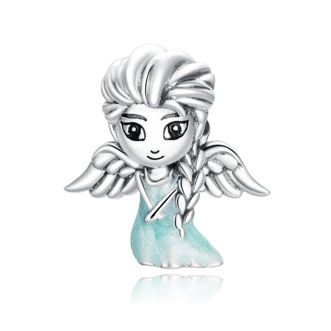 Snowflake Fairy Elf Girl Enamel Sterling Silver Bead Charm Bracelet Necklace