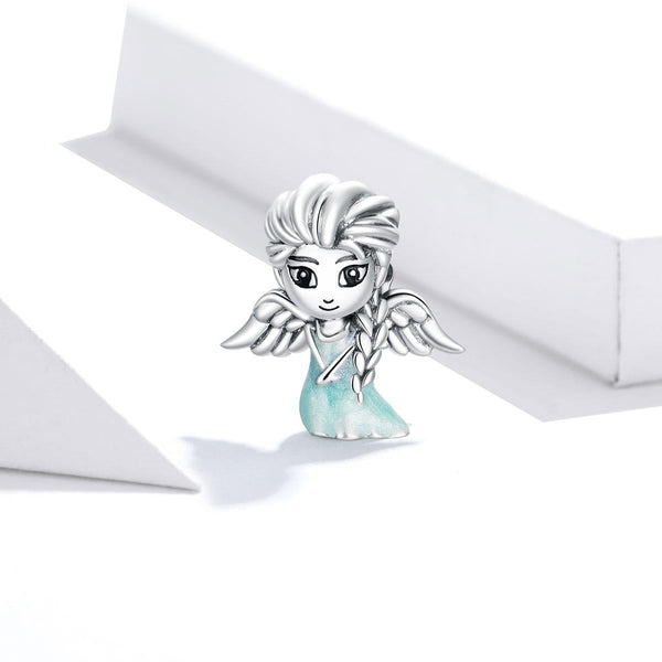 Snowflake Fairy Elf Girl Enamel Sterling Silver Bead Charm Bracelet Necklace