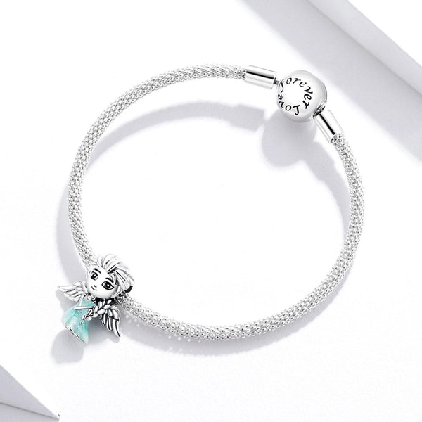 Snowflake Fairy Elf Girl Enamel Sterling Silver Bead Charm Bracelet Necklace