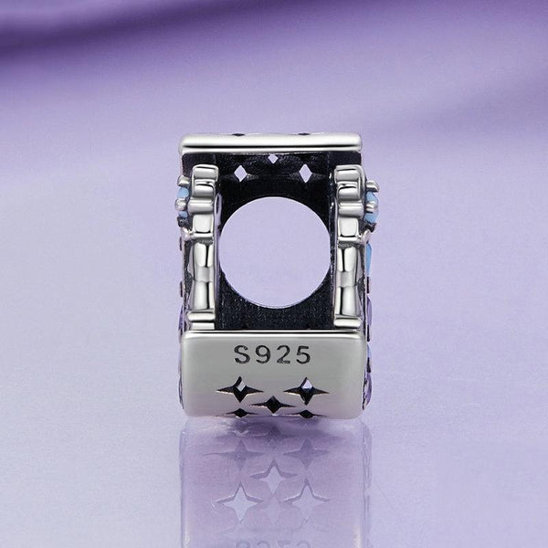 Fairy Castle Moon Sterling Silver Zircon CZ Opal Look Bead Charm Bracelet
