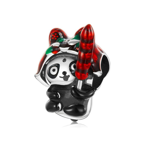 Panda Tiger Enamel Sterling Silver Bead Charm Bracelet Necklace