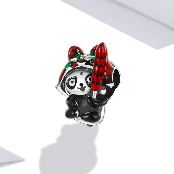 Panda Tiger Enamel Sterling Silver Bead Charm Bracelet Necklace