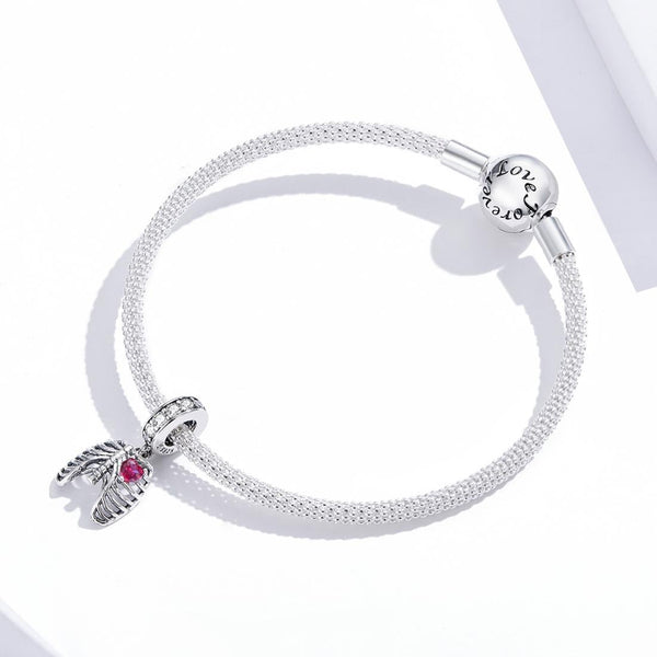 Ribcage Heart Sterling Silver Zircon CZ Bead Charm Bracelet Necklace Pendant