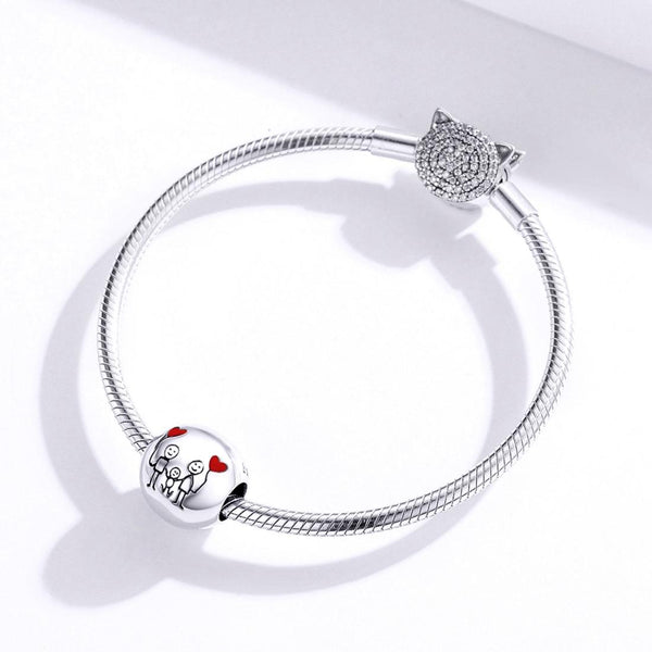 My Family Enamel Sterling Silver Bead Charm Pendant Bracelet Necklace