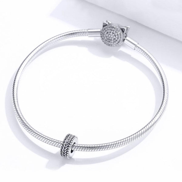 Wheat Ears Sterling Silver Spacer Bead Charm Bracelet Necklace