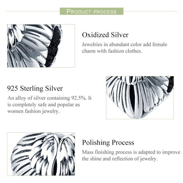 Angel Wings Sterling Silver Bead Charm Bracelet Necklace