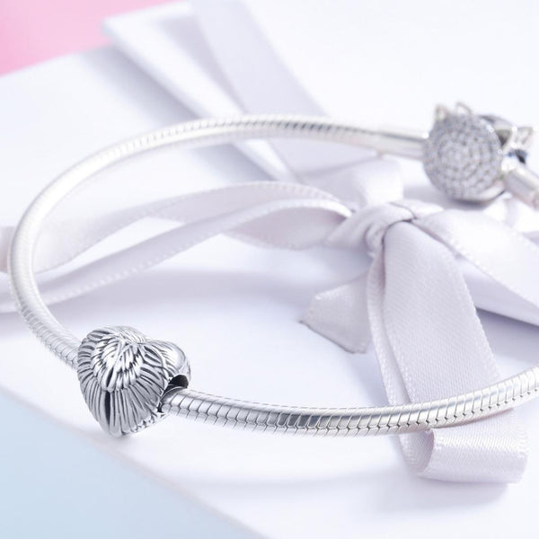 Angel Wings Sterling Silver Bead Charm Bracelet Necklace