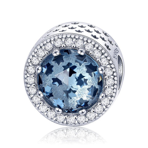 Starry Sky Sterling Silver Zircon CZ Bead Charm Pendant Bracelet Necklace