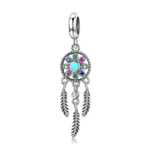 Dreamcatcher Sterling Silver Zircon CZ Bead Charm Pendant Bracelet Necklace