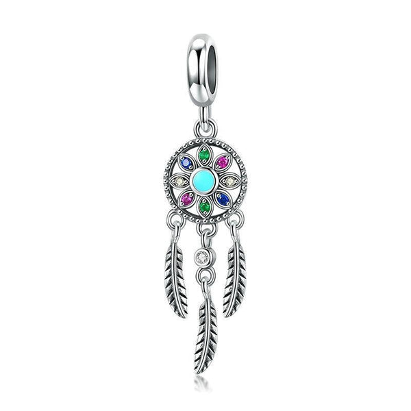 Dreamcatcher Sterling Silver Zircon CZ Bead Charm Pendant Bracelet Necklace