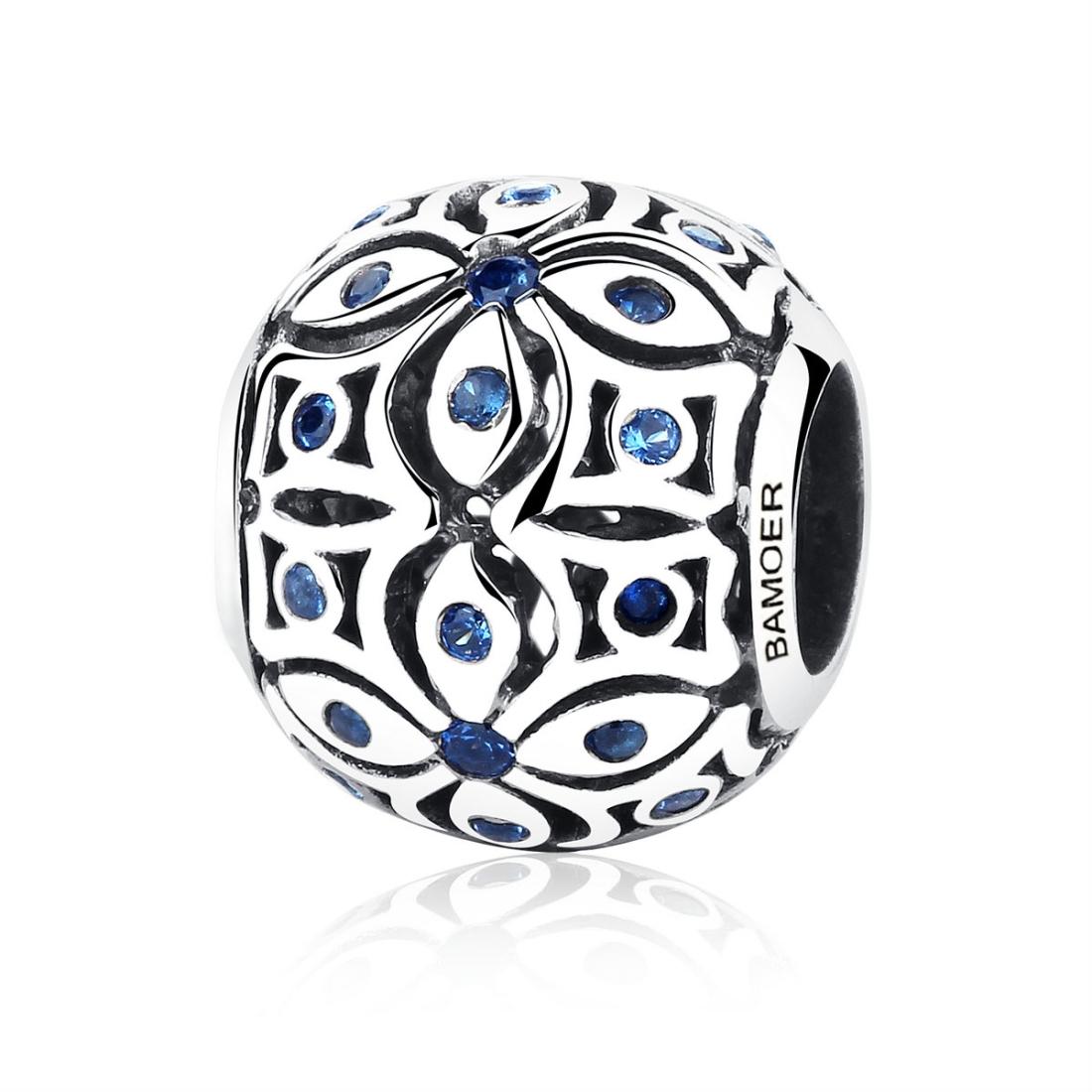 Summer Flowers Sterling Silver Zircon CZ Spacer Bead Charm Bracelet Necklace