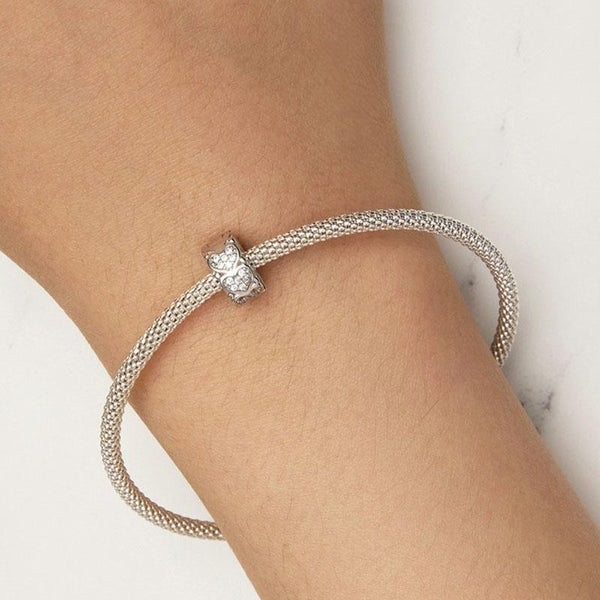 Sterling Silver Crystal Zircon Love Hearts Charm For Necklace Bracelet