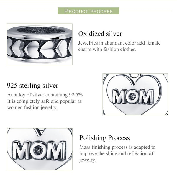 Mom I Love You Forever Sterling Silver Pendant Chain Necklace