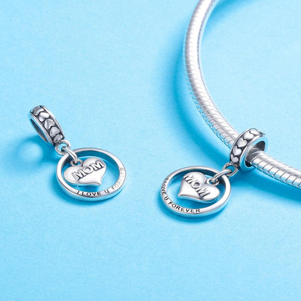 Mom I Love You Forever Sterling Silver Pendant Chain Necklace