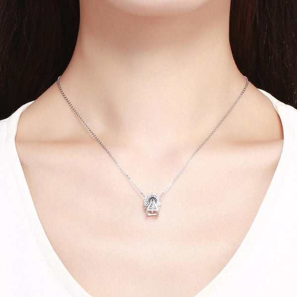 Fairground Ferris Wheel Sterling Silver Zircon CZ Bead Charm Bracelet Necklace