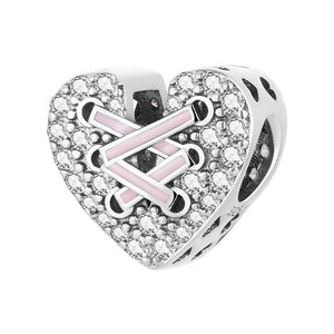 Laced Corset Enamel Sterling Silver CZ Bead Charm Bracelet Necklace Pendant