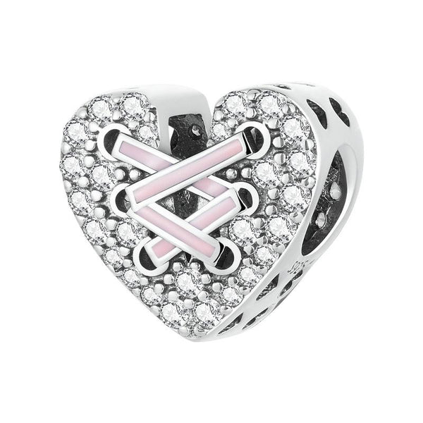 Laced Corset Enamel Sterling Silver CZ Bead Charm Bracelet Necklace Pendant
