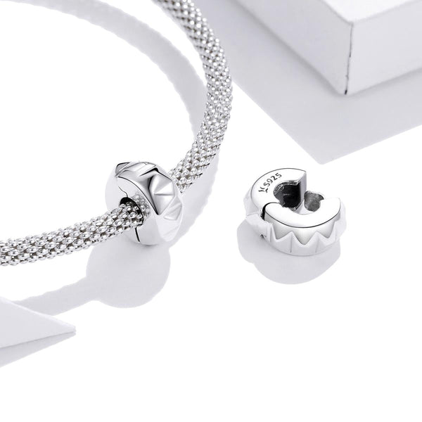 Sterling Silver Clip Buckle Spacer Bead Charm Bracelet Necklace Pendant