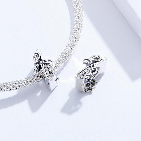 1 Number Numeral Sterling Silver Crystal Zircon CZ Bead Charm Bracelet Necklace
