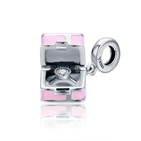 Engagement Ring Enamel Sterling Silver Bead Charm Bracelet Necklace Pendant