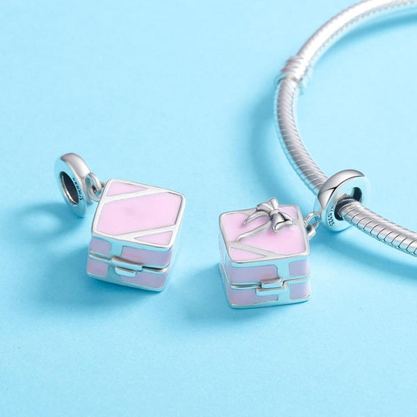 Engagement Ring Enamel Sterling Silver Bead Charm Bracelet Necklace Pendant