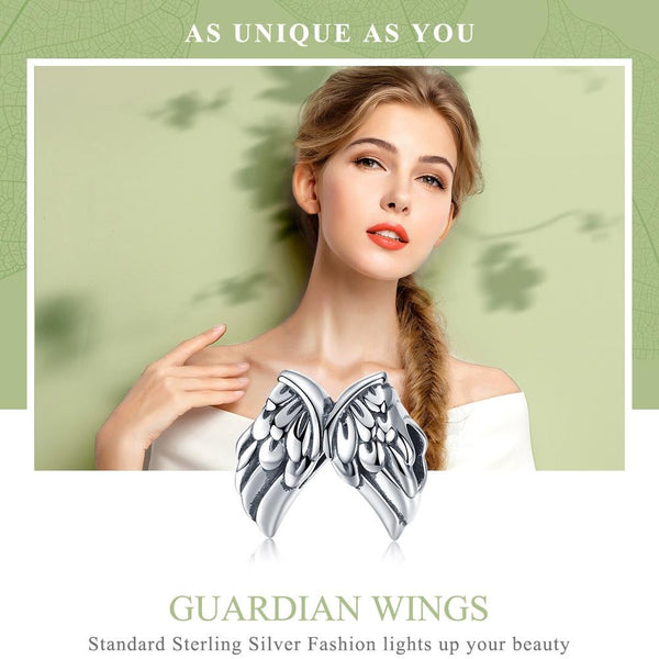 Angel Wings Sterling Silver Pendant Bead Charm Bracelet Necklace Chain