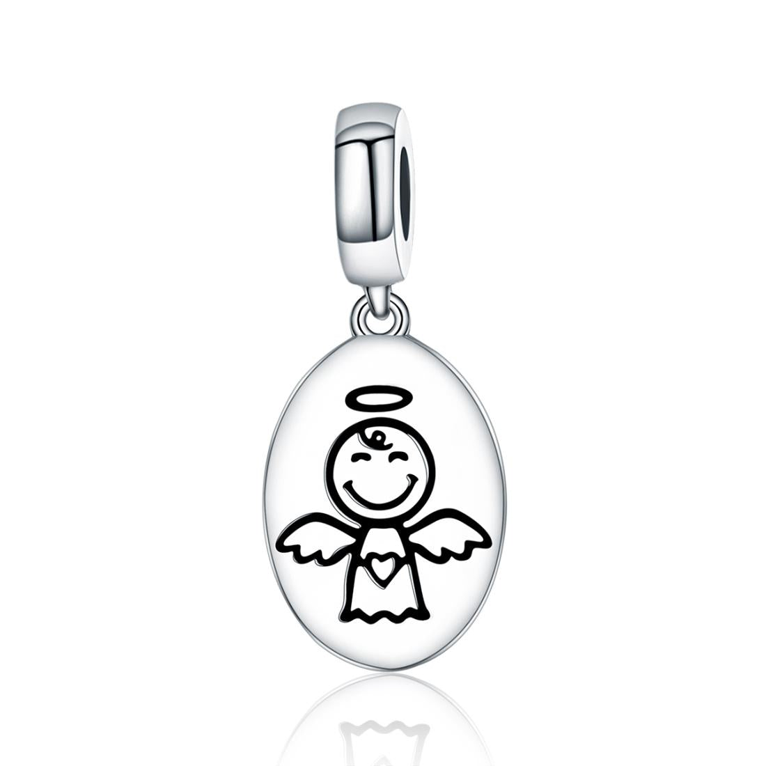 Guardian Angel Sterling Silver Bead Charm Pendant Bracelet Necklace