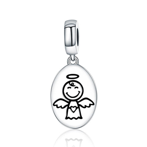 Guardian Angel Sterling Silver Bead Charm Pendant Bracelet Necklace