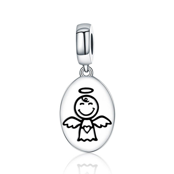 Guardian Angel Sterling Silver Bead Charm Pendant Bracelet Necklace