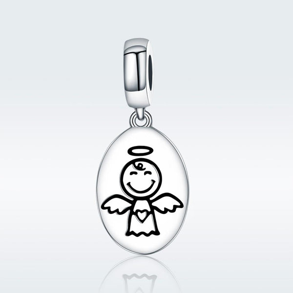 Guardian Angel Sterling Silver Bead Charm Pendant Bracelet Necklace
