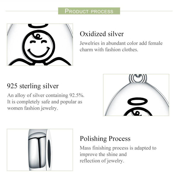 Guardian Angel Sterling Silver Bead Charm Pendant Bracelet Necklace