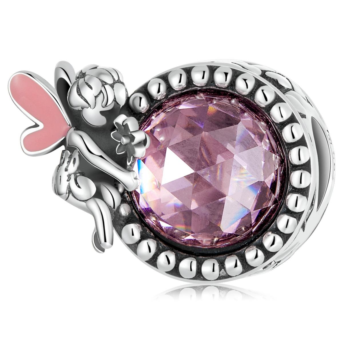 Purple Fairy Elf Enamel Sterling Silver Glass Bead Charm Bracelet Necklace